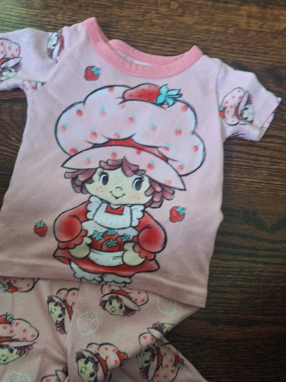 Pink Strawberry Character Kids One-Piece Pajama Set